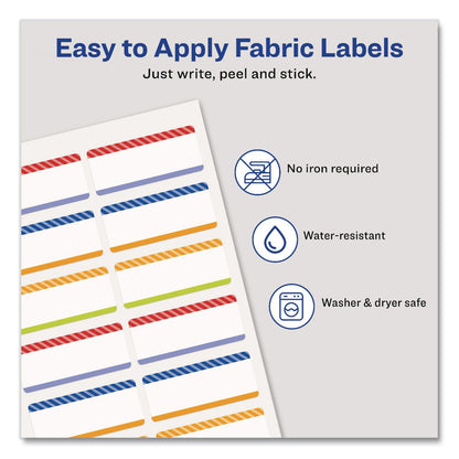 Avery® No-Iron Fabric Labels, Multicolored Border, Handwrite Only, 0.75 x 1.75, White, 12/Sheet, 2 Sheets/Pack (AVE40774)