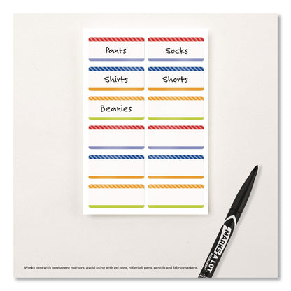 Avery® No-Iron Fabric Labels, Multicolored Border, Handwrite Only, 0.75 x 1.75, White, 12/Sheet, 2 Sheets/Pack (AVE40774)