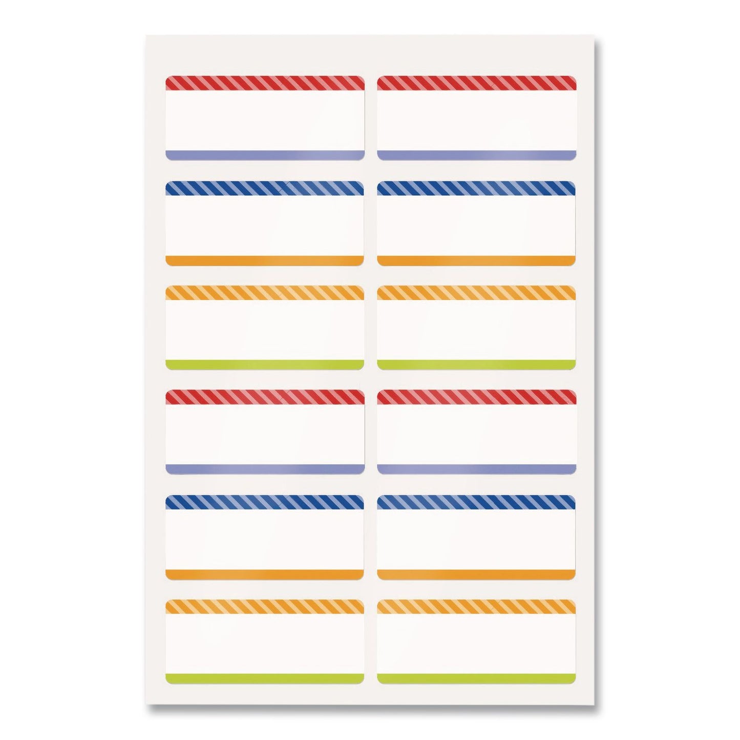 Avery® No-Iron Fabric Labels, Multicolored Border, Handwrite Only, 0.75 x 1.75, White, 12/Sheet, 2 Sheets/Pack (AVE40774)