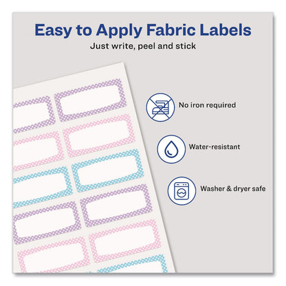Avery® No-Iron Fabric Labels, Pastel Borders, Handwrite Only, 0.75 x 1.75, White, 12/Sheet, 2 Sheets/Pack (AVE40775)