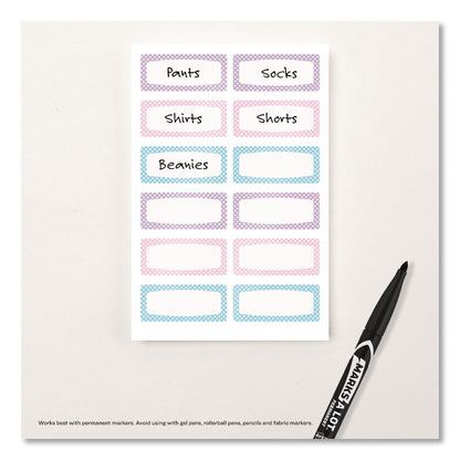 Avery® No-Iron Fabric Labels, Pastel Borders, Handwrite Only, 0.75 x 1.75, White, 12/Sheet, 2 Sheets/Pack (AVE40775)