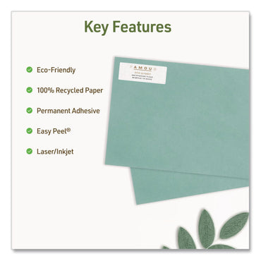 Avery® EcoFriendly Recycled Return Address Labels, Inkjet/Laser, 0.66 x 1.75, White, 60/Sheet, 10 Sheets/Pack (AVE48806)