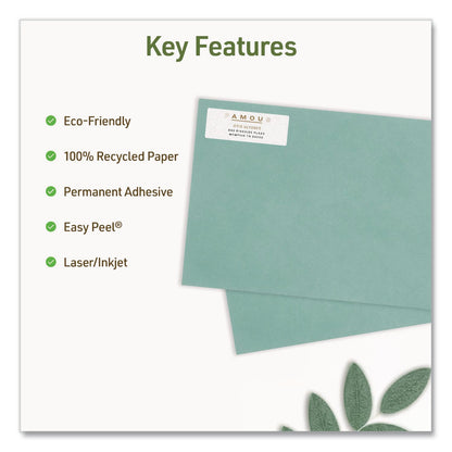 Avery® EcoFriendly Recycled Return Address Labels, Inkjet/Laser, 0.66 x 1.75, White, 60/Sheet, 10 Sheets/Pack (AVE48806)