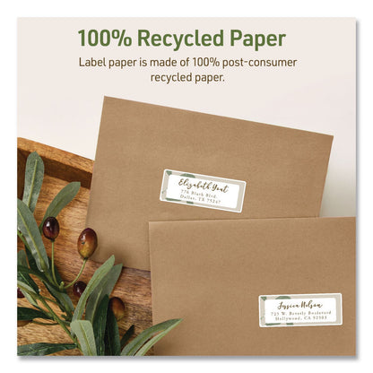 Avery® EcoFriendly Recycled Return Address Labels, Inkjet/Laser, 0.66 x 1.75, White, 60/Sheet, 10 Sheets/Pack (AVE48806)