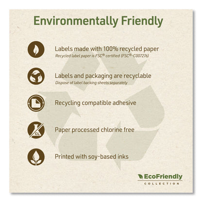 Avery® EcoFriendly Recycled Return Address Labels, Inkjet/Laser, 0.66 x 1.75, White, 60/Sheet, 10 Sheets/Pack (AVE48806)