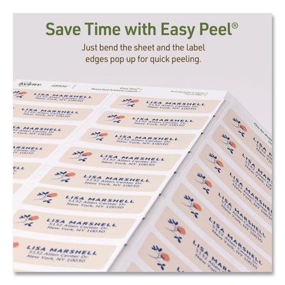 Avery® EcoFriendly Recycled Return Address Labels, Inkjet/Laser, 0.66 x 1.75, White, 60/Sheet, 10 Sheets/Pack (AVE48806)