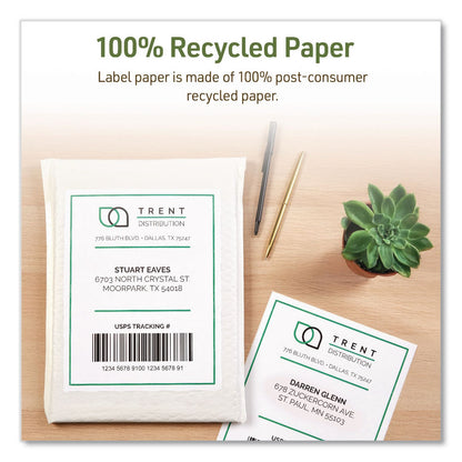 Avery® EcoFriendly Recycled Shipping Labels, Inkjet/Laser, 5.5 x 8.5, White, 2/Sheet, 10 Sheets/Pack (AVE48808)