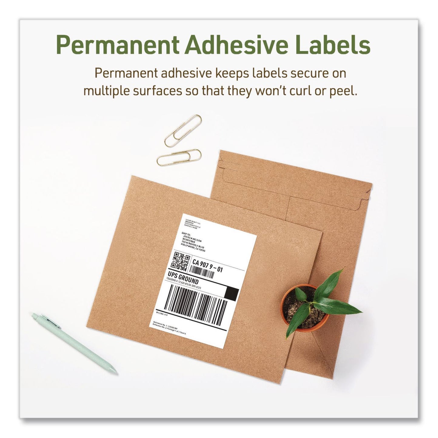 Avery® EcoFriendly Recycled Shipping Labels, Inkjet/Laser, 5.5 x 8.5, White, 2/Sheet, 10 Sheets/Pack (AVE48808)