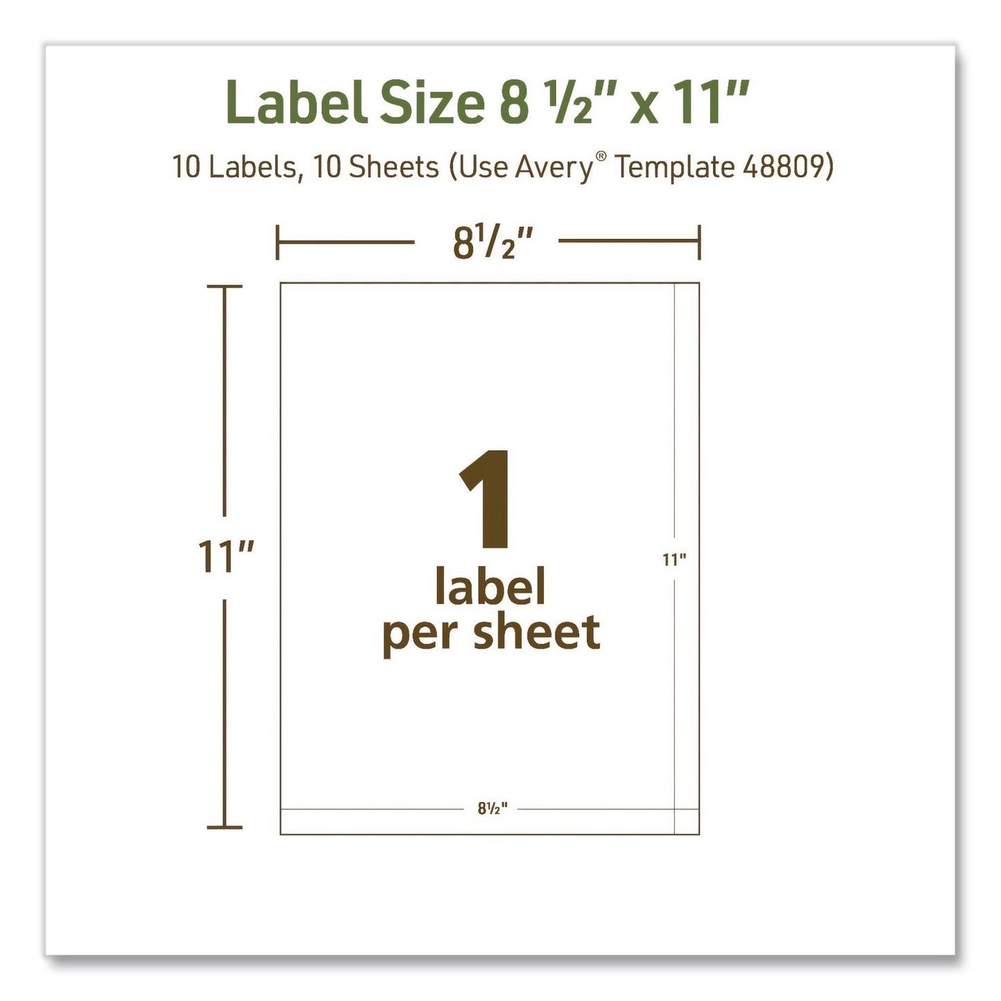 Avery® EcoFriendly Recycled Shipping Labels, Inkjet/Laser, 8.5 x 11, White, 1/Sheet, 10/Pack (AVE48809)