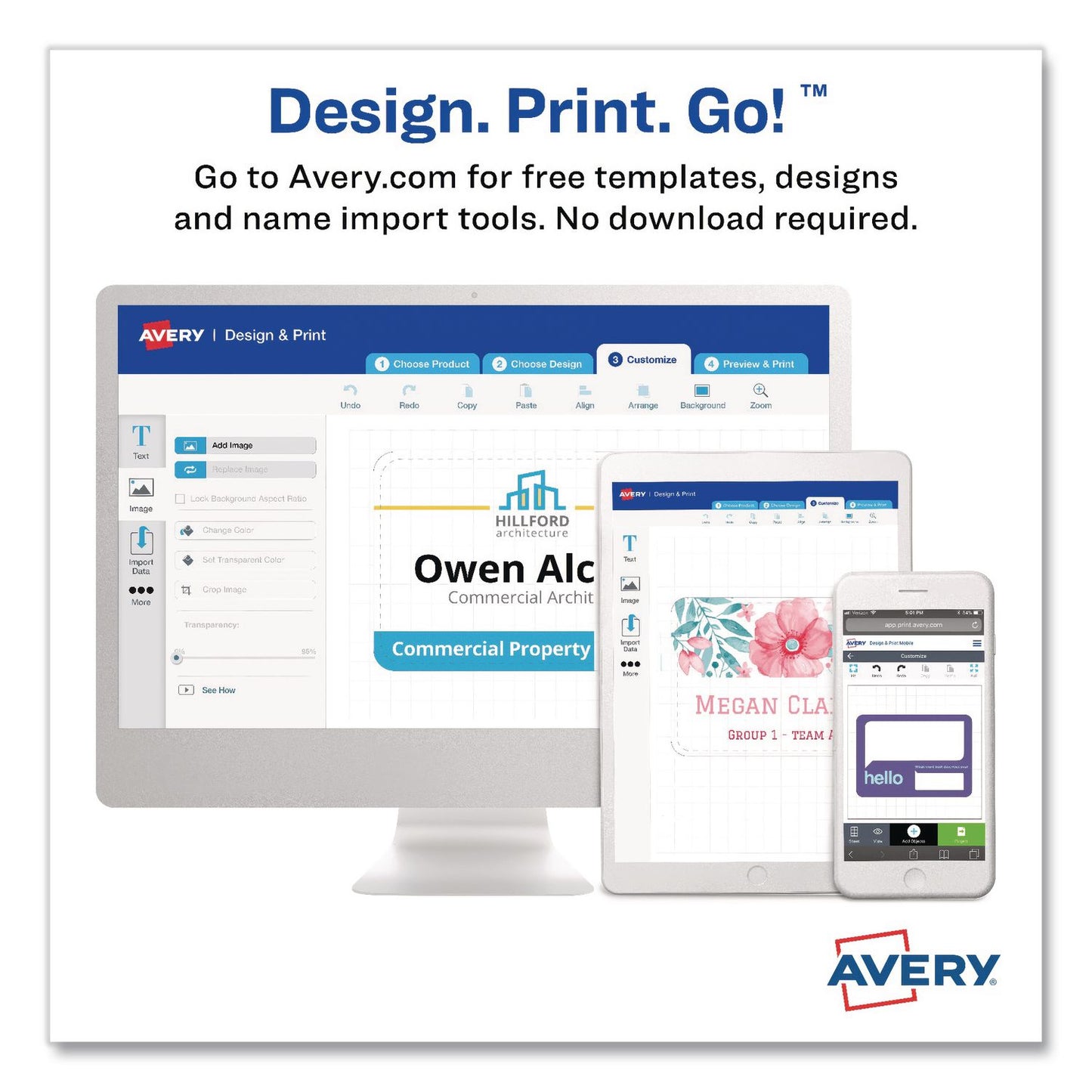 Avery® Pin-Style Badge Holder with Laser/Inkjet Insert, Top Load, 3.5 x 2.25, White, 24/Pack (AVE74652PK)