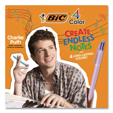 BIC® 4-Color Multi-Color Ballpoint Pen, Retractable, Medium 1 mm, Black/Blue/Green/Red Ink, Assorted Pastel Barrel Colors, 12/Box (BICMMA11AST)