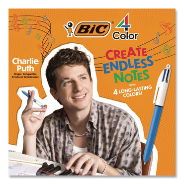 BIC® 4-Color Smooth Multi-Color Ballpoint Pen, Retractable, Medium 1mm, Black/Blue/Purple/Red Ink, Assorted Barrel Colors, 12/Pack (BICMMSG11AST)