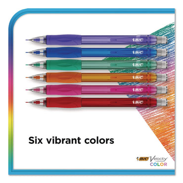 BIC® Velocity Colored Lead Mechanical Pencils, 0.7 mm, HB (#2), Assorted Lead Colors, Assorted Barrel Colors, 6/Pack (BICMV7CP61AST)