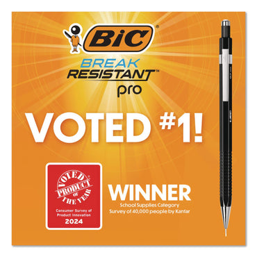 BIC® Break Resistant Pro Mechanical Pencils, 0.7 mm, HB (#2), Black Lead, Black Barrel (BICMVR7P1BLK)