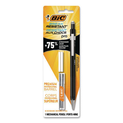 BIC® Break Resistant Pro Mechanical Pencils, 0.7 mm, HB (#2), Black Lead, Black Barrel (BICMVR7P1BLK)