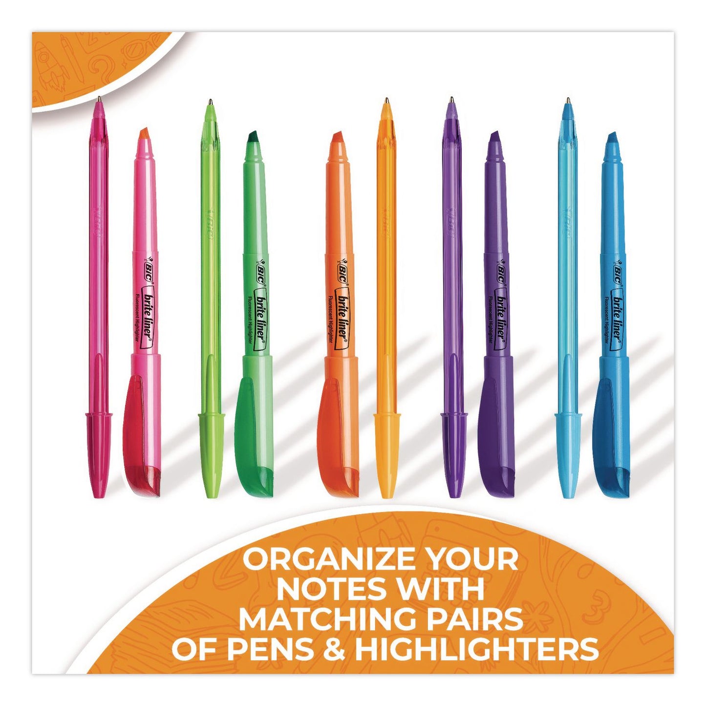 BIC® Plan It Sets Ballpoint Pen and Highlighter Pack, Assorted Colors, (5) Highlighters, (5) Pens (BICWMSBL10AST)