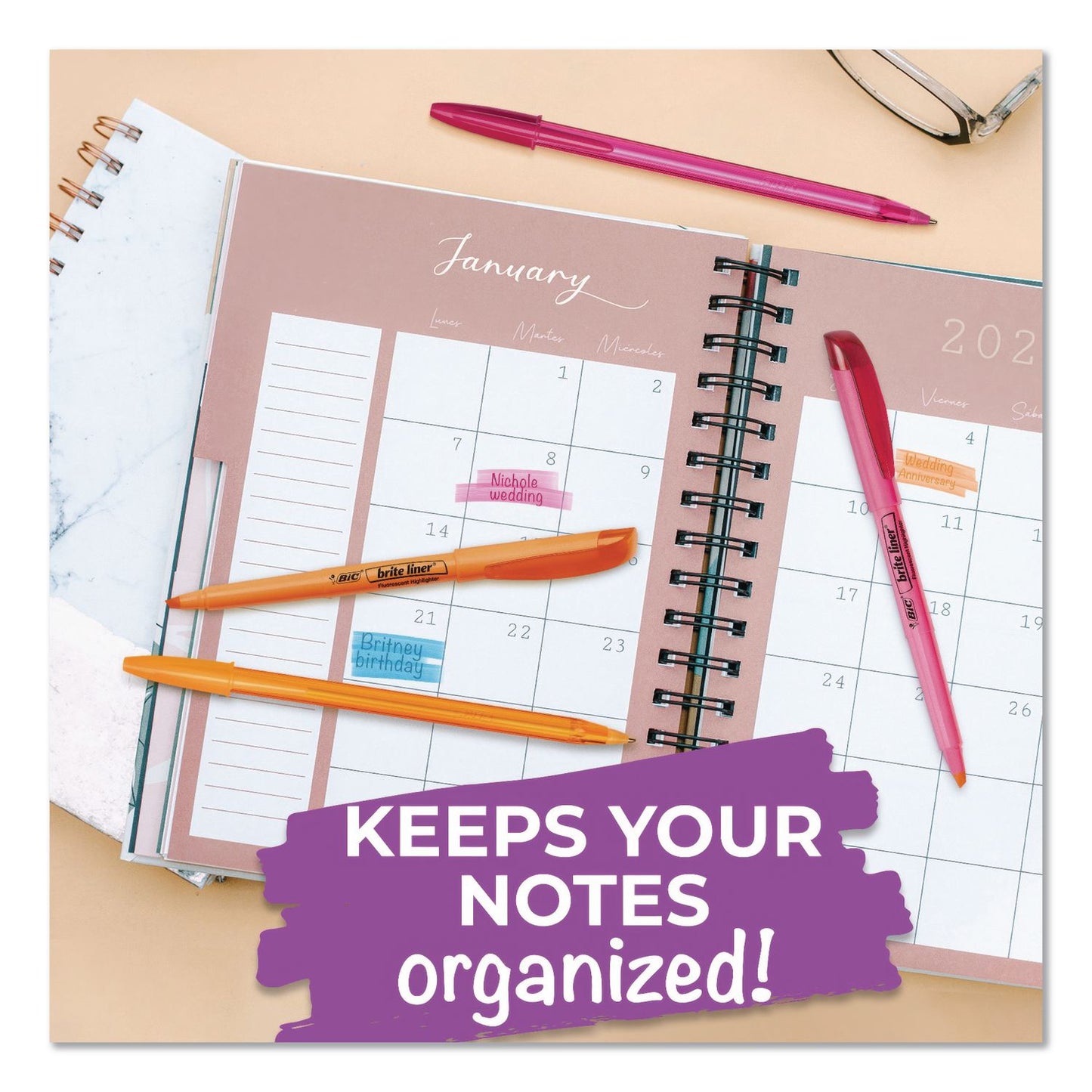 BIC® Plan It Sets Ballpoint Pen and Highlighter Pack, Assorted Colors, (5) Highlighters, (5) Pens (BICWMSBL10AST)