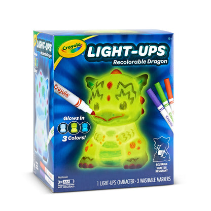 Crayola® Light Ups Recolorable Dragon with (3) Ultra-Clean Washable Markers, Ages 4 and Up, 4 Pieces (CYO747635)