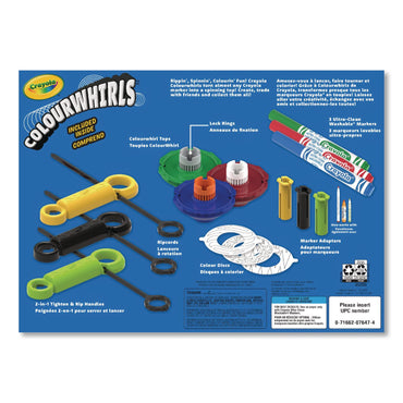 Crayola® Colourwhirls Toy with (3) Rip-Cord Spinners and (3) Ultra-Clean Washable Markers, Ages 6 and Up, 12 Pieces (CYO747647)