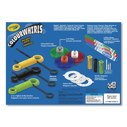 Crayola® Colourwhirls Toy with (3) Rip-Cord Spinners and (3) Ultra-Clean Washable Markers, Ages 6 and Up, 12 Pieces (CYO747647)