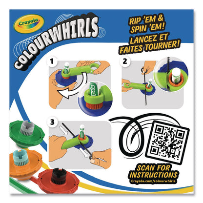 Crayola® Colourwhirls Toy with (3) Rip-Cord Spinners and (3) Ultra-Clean Washable Markers, Ages 6 and Up, 12 Pieces (CYO747647)