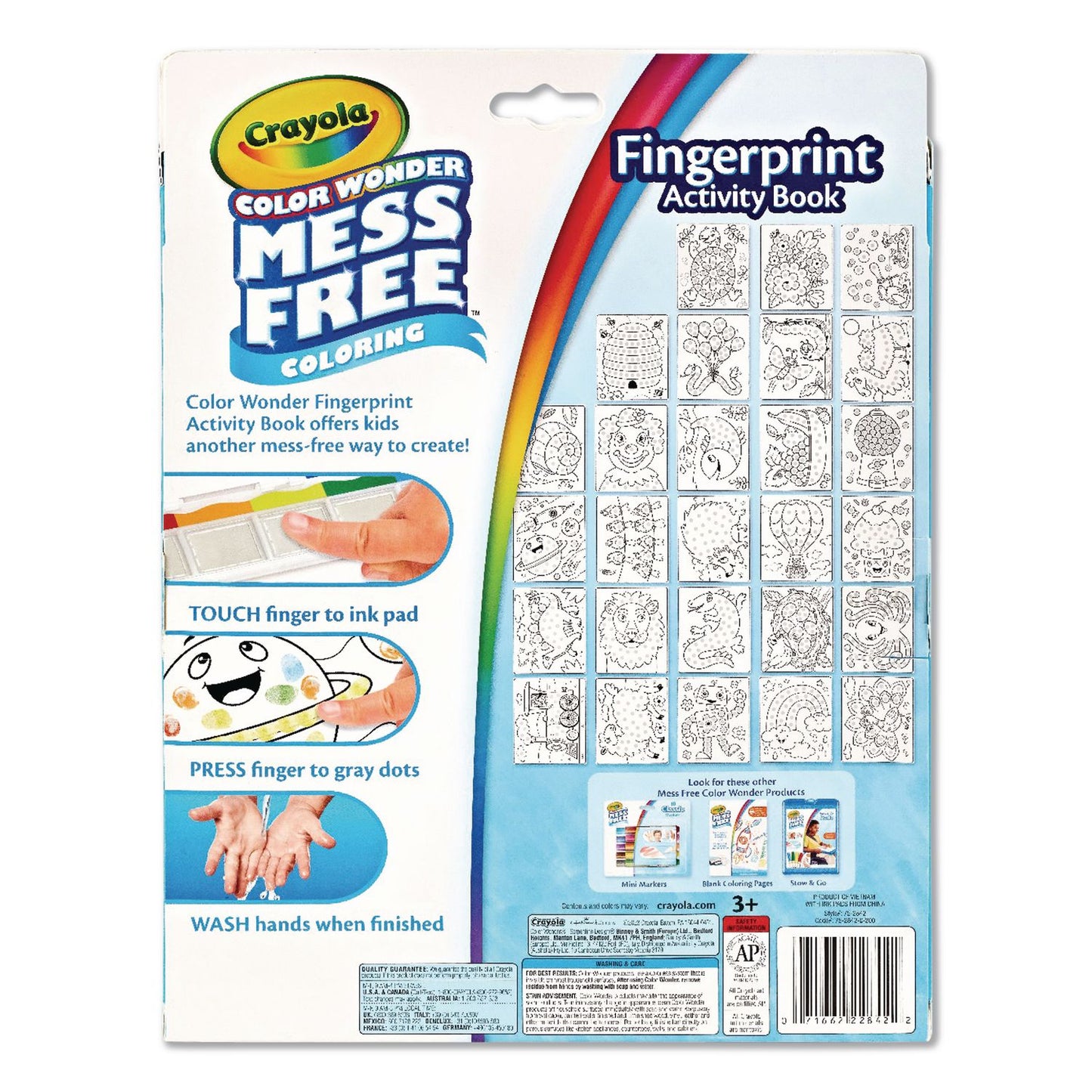 Crayola® Color Wonder Mess Free Coloring Fingerprint Activity Book, Ages 3 and Up, 27 Pages (CYO752842)