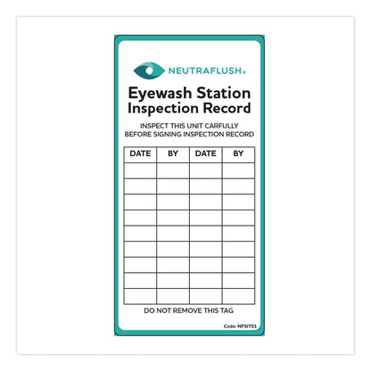 NeutraFlush® Eyewash Station Inspection Label, "Eyewash Station Inspection Record/Chart", 6" x 3", Green/Black/White (AOHNFSIT01)