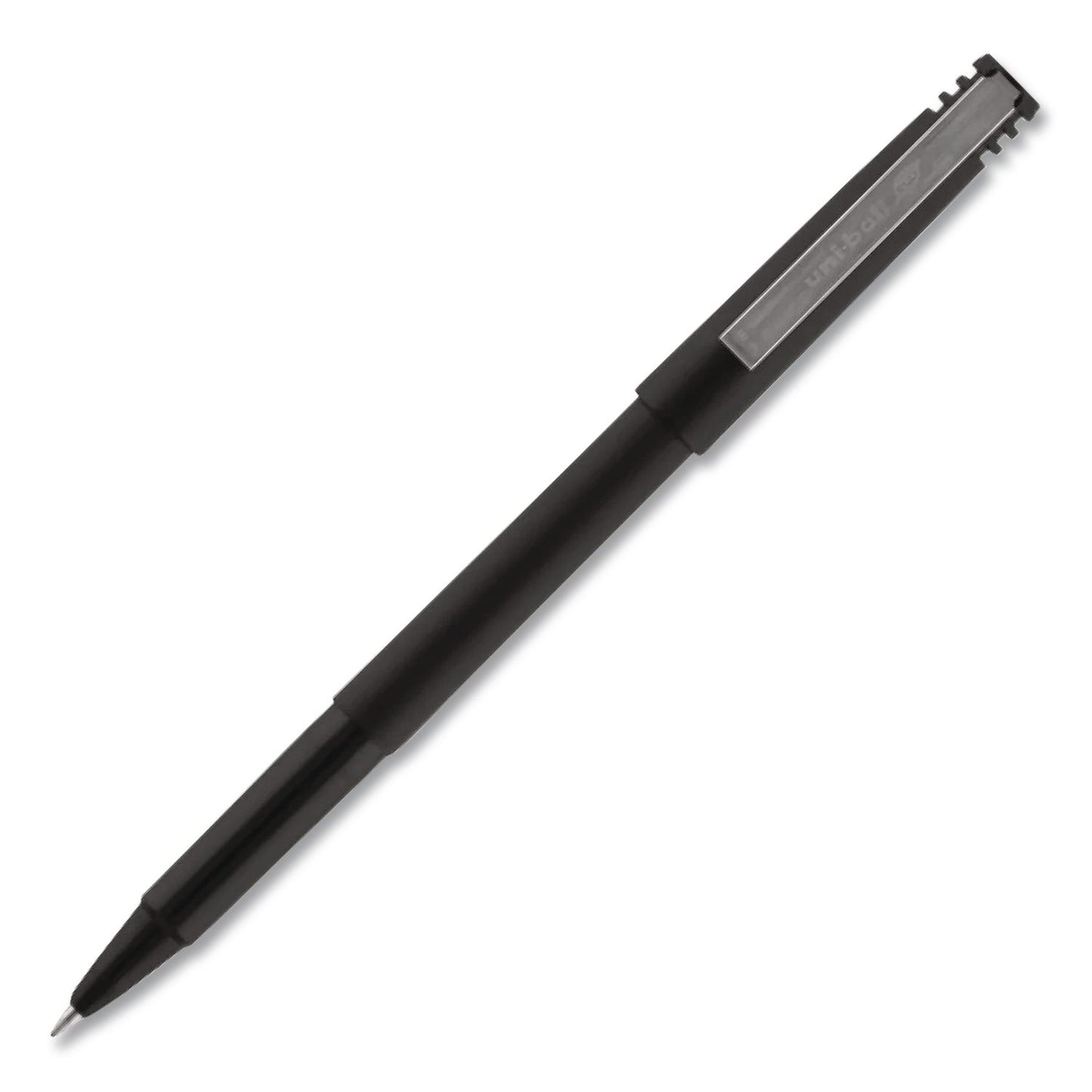uniball® Rollerball Pen, Stick, Micro 0.5 mm, Black Ink, Black Barrel (UBC498774)