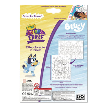 Crayola® Bluey Color and Erase Reusable Puzzle Set with (12) Two-Sided Puzzle Pieces and (4) Markers, Ages 3 and Up, 16 Pieces (CYO811552)
