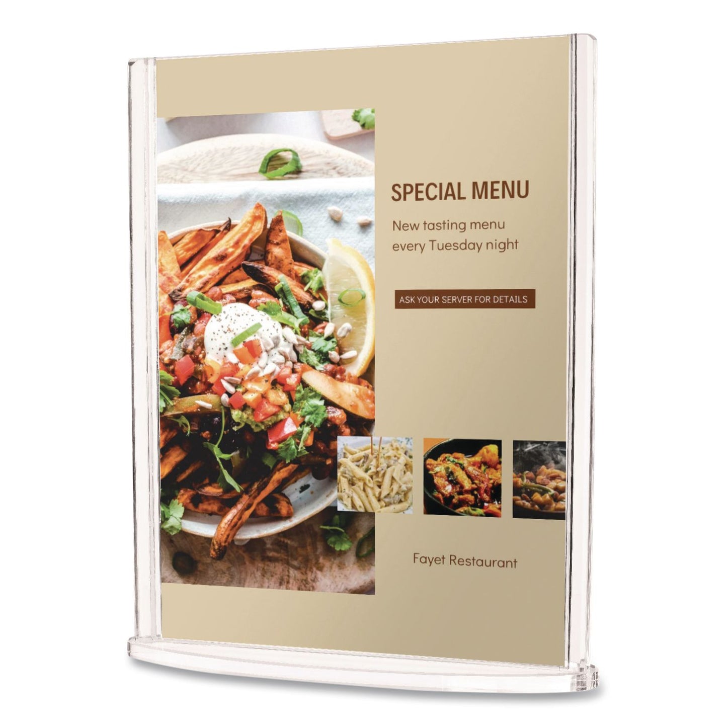 deflecto® Tabletop Sign and Menu Holder, 5 x 7 Insert, Clear (DEF4431)