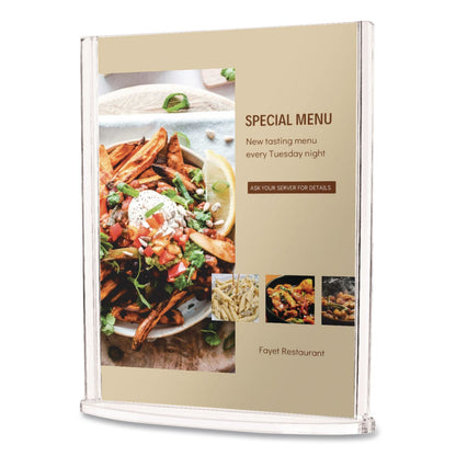 deflecto® Tabletop Sign and Menu Holder, 5 x 7 Insert, Clear (DEF4431)