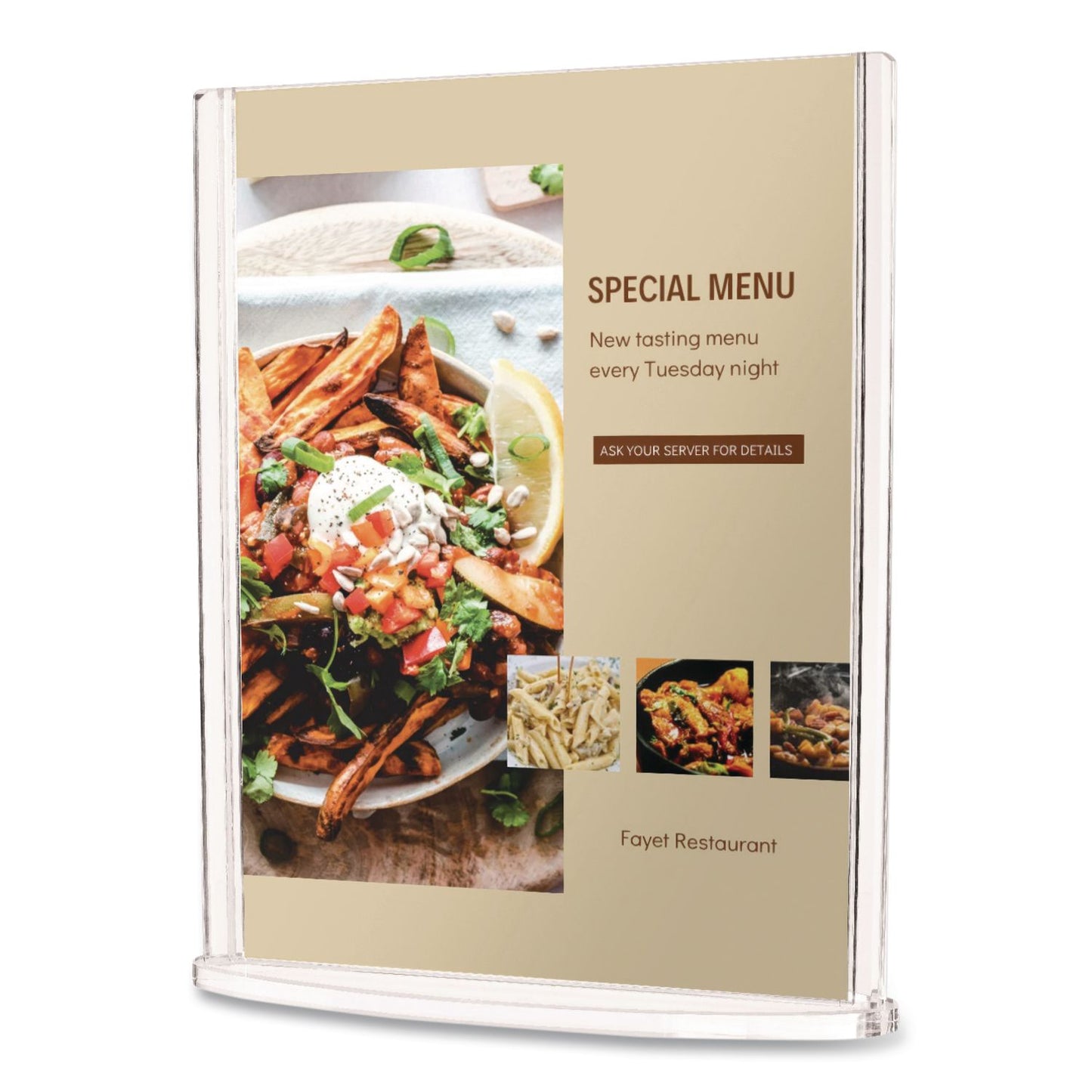 deflecto® Tabletop Sign and Menu Holder, 8.5 x 11 Insert, Clear (DEF4432)