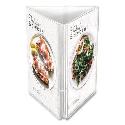 deflecto® Tabletop Three-Sided Sign Holder, 4 x 6 Insert, Clear (DEFPX04846)
