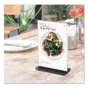 deflecto® Acrylic Tabletop Sign Holder, 4 x 6 Insert, Clear (DEFWP249TR46B)