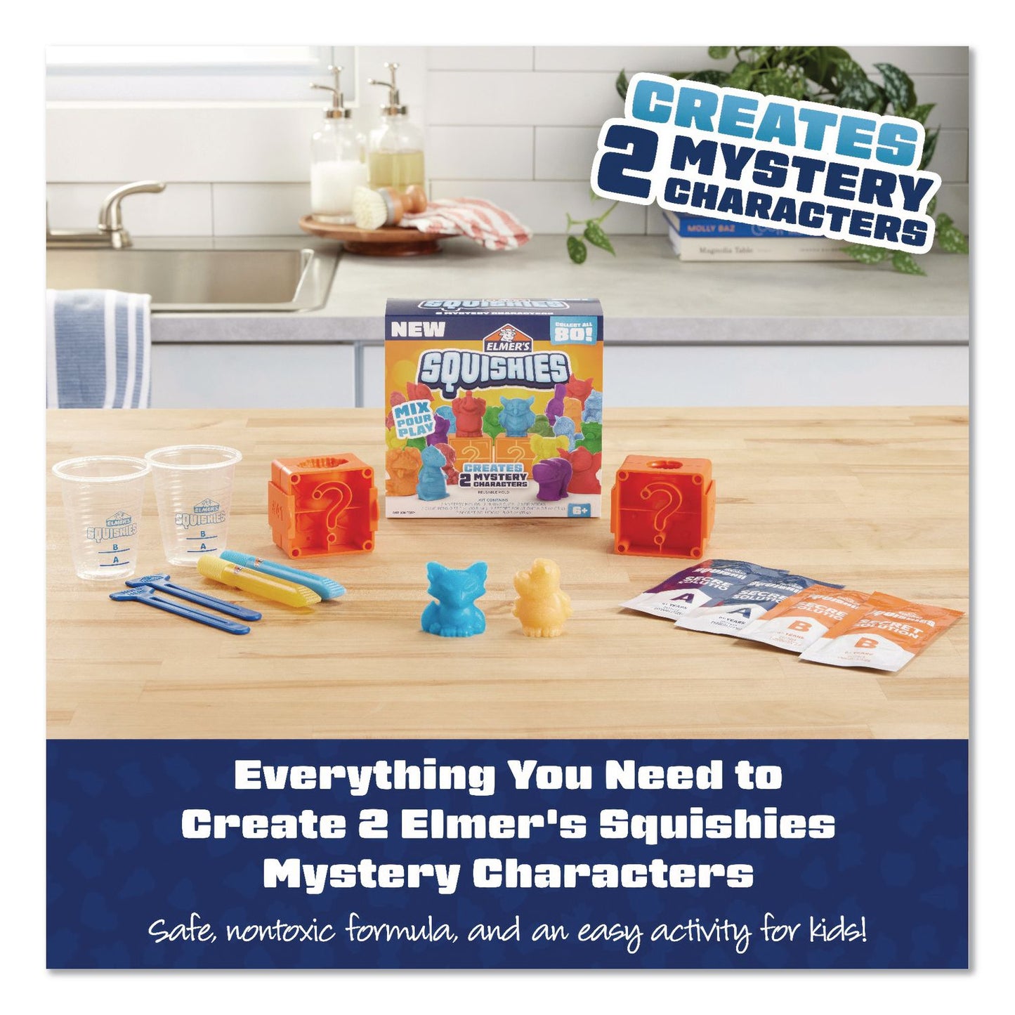 Elmer's® Squishies Kids' Activity Kit with (2) Mystery Character Molds, Ages 6 and Up, 12 Pieces (EPI2176574)