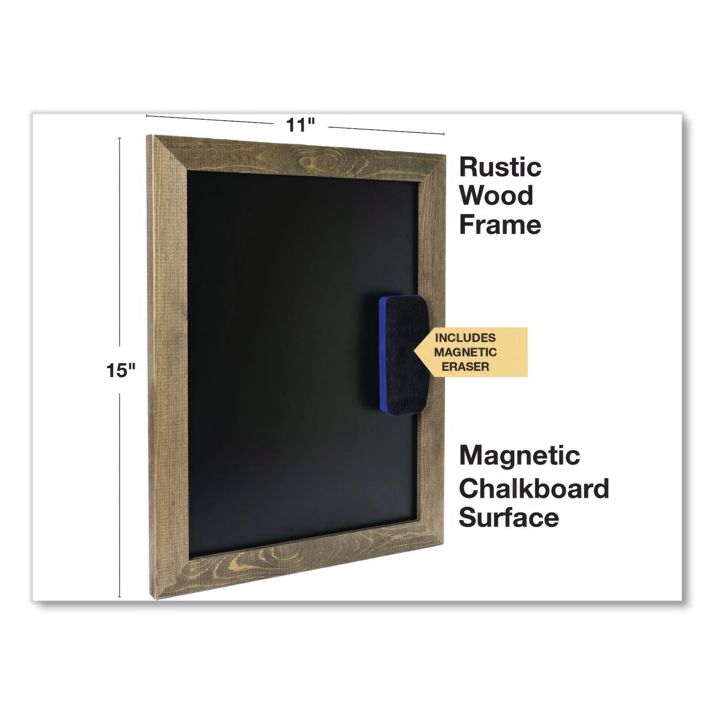 Excello Global Products® Magnetic Tabletop Chalkboard, Black Surface, Brown Wood Frame, 11 x 15 (EXOEGPHD0100S)