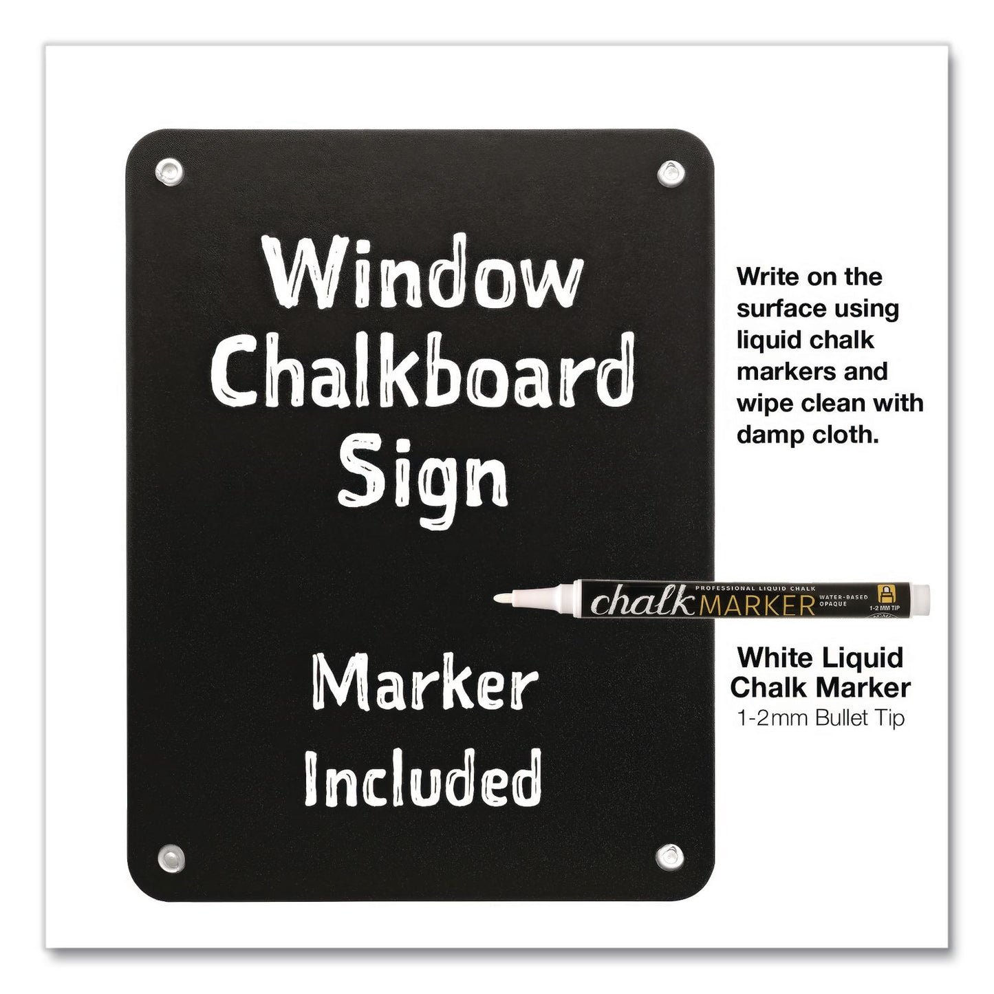 Excello Global Products® Window Chalkboard, Black Surface, 10.5 x 14 (EXOEGPHD0513S)