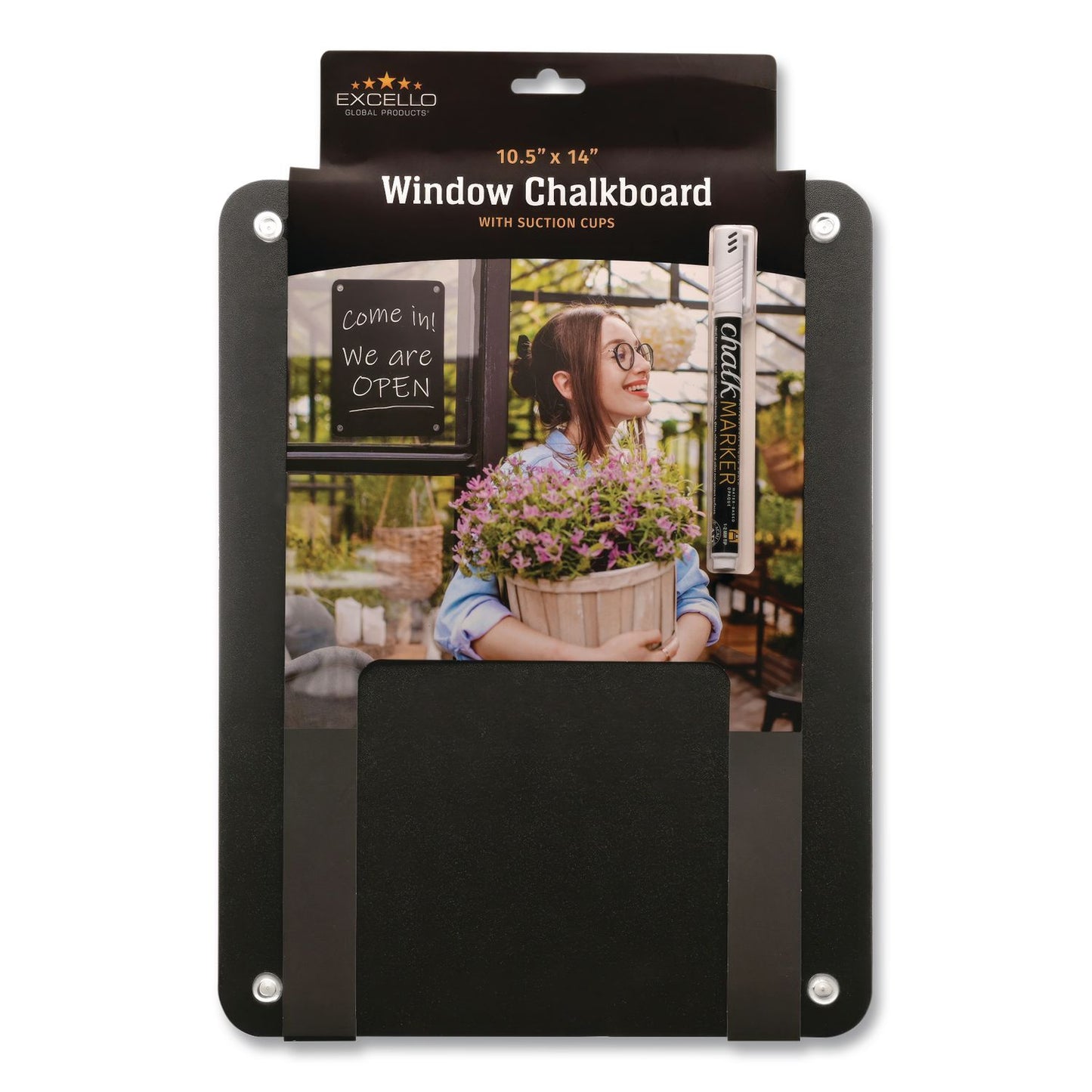 Excello Global Products® Window Chalkboard, Black Surface, 10.5 x 14 (EXOEGPHD0513S)