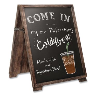 Excello Global Products® Desktop A-Frame Chalkboard, Black Surface, Brown Wood Frame, 13 x 14.5 x 17 (EXOEGPHD0547)