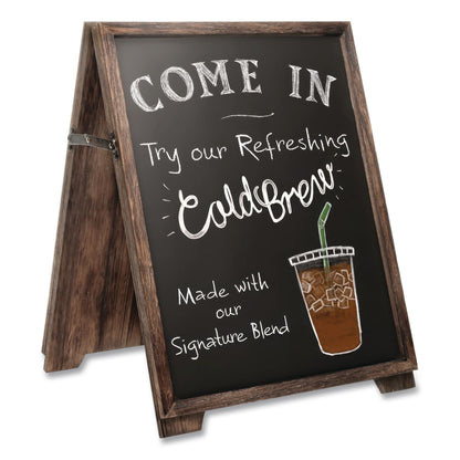 Excello Global Products® Desktop A-Frame Chalkboard, Black Surface, Brown Wood Frame, 13 x 14.5 x 17 (EXOEGPHD0547)