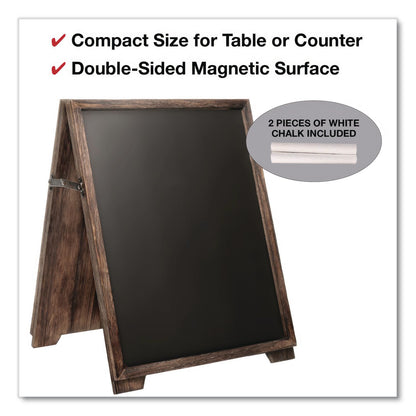 Excello Global Products® Desktop A-Frame Chalkboard, Black Surface, Brown Wood Frame, 13 x 14.5 x 17 (EXOEGPHD0547)