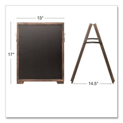 Excello Global Products® Desktop A-Frame Chalkboard, Black Surface, Brown Wood Frame, 13 x 14.5 x 17 (EXOEGPHD0547)