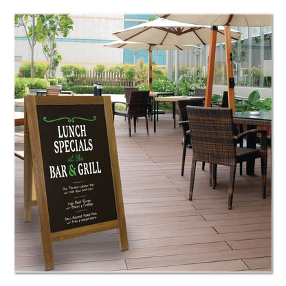 Excello Global Products® Indoor/Outdoor A-Frame Sidewalk Sign, Black 18 x 29 Surface, Brown Frame, 22 x 25 x 40 (EXOGPP0001S)