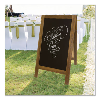 Excello Global Products® Indoor/Outdoor A-Frame Sidewalk Sign, Black 18 x 29 Surface, Brown Frame, 22 x 25 x 40 (EXOGPP0001S)