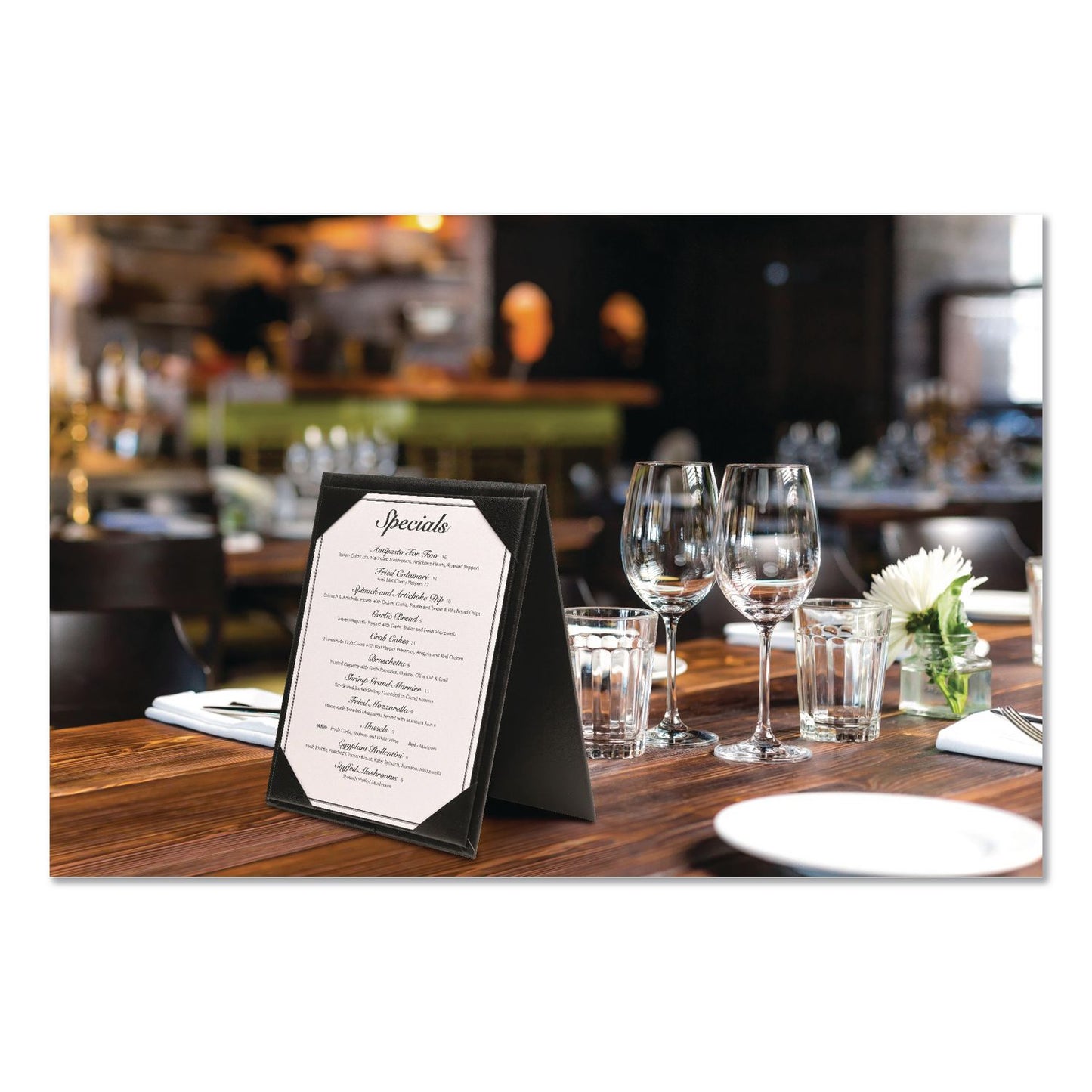 Excello Global Products® Table-Top Menu Holder, For 4 x 6 Insert, 4.6 x 6.7 Holder, Black (EXOSPLSMENU4X6A)