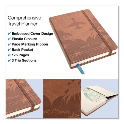 Global Printed Products Travel Planner, Three Two Week Trips: 14 Subsections/Trip, Tropical Flight Artwork, 7 x 5, Distressed Brown Cover, Undated (GPUGPP0119A)