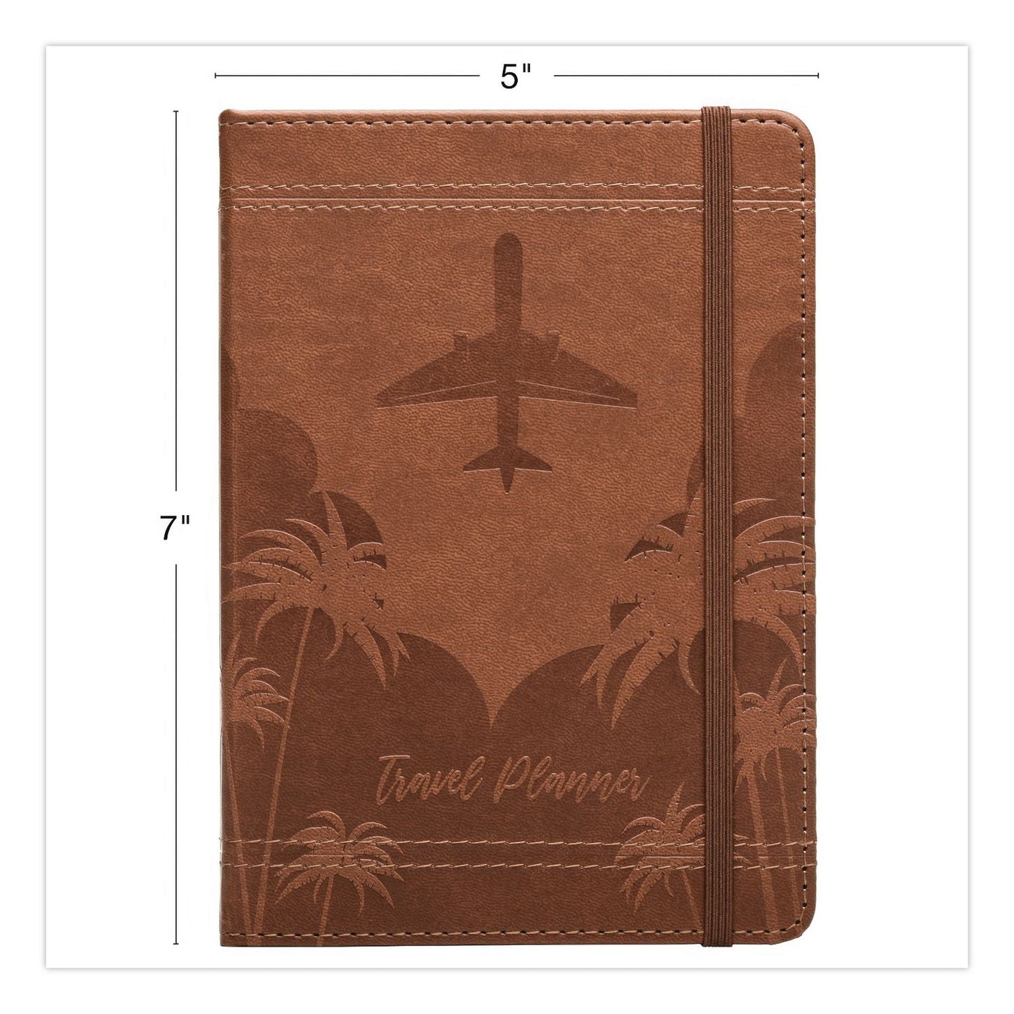 Global Printed Products Travel Planner, Three Two Week Trips: 14 Subsections/Trip, Tropical Flight Artwork, 7 x 5, Distressed Brown Cover, Undated (GPUGPP0119A)