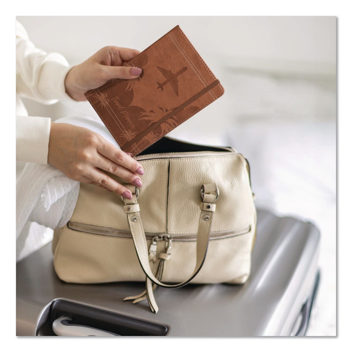 Global Printed Products Travel Planner, Three Two Week Trips: 14 Subsections/Trip, Tropical Flight Artwork, 7 x 5, Distressed Brown Cover, Undated (GPUGPP0119A)