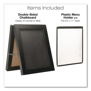 Excello Global Products® Double Sided A-Frame Chalkboard and Menu Holder, Black/Clear 8.5 x 11 Surface, Black Frame, 11 x 14 (GPUMENUAFRAME)
