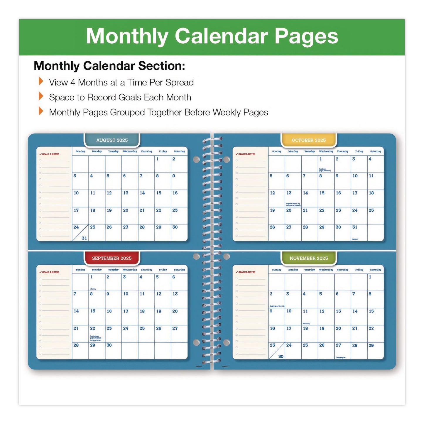 Global Printed Products Rainbow Silhouette Middle/High School Student Planner, 11-Months: Seven-Subject Day, Multicolor Cover, 11 x 8.5, 2025 to 2026 (GPUNAD26SM85111)
